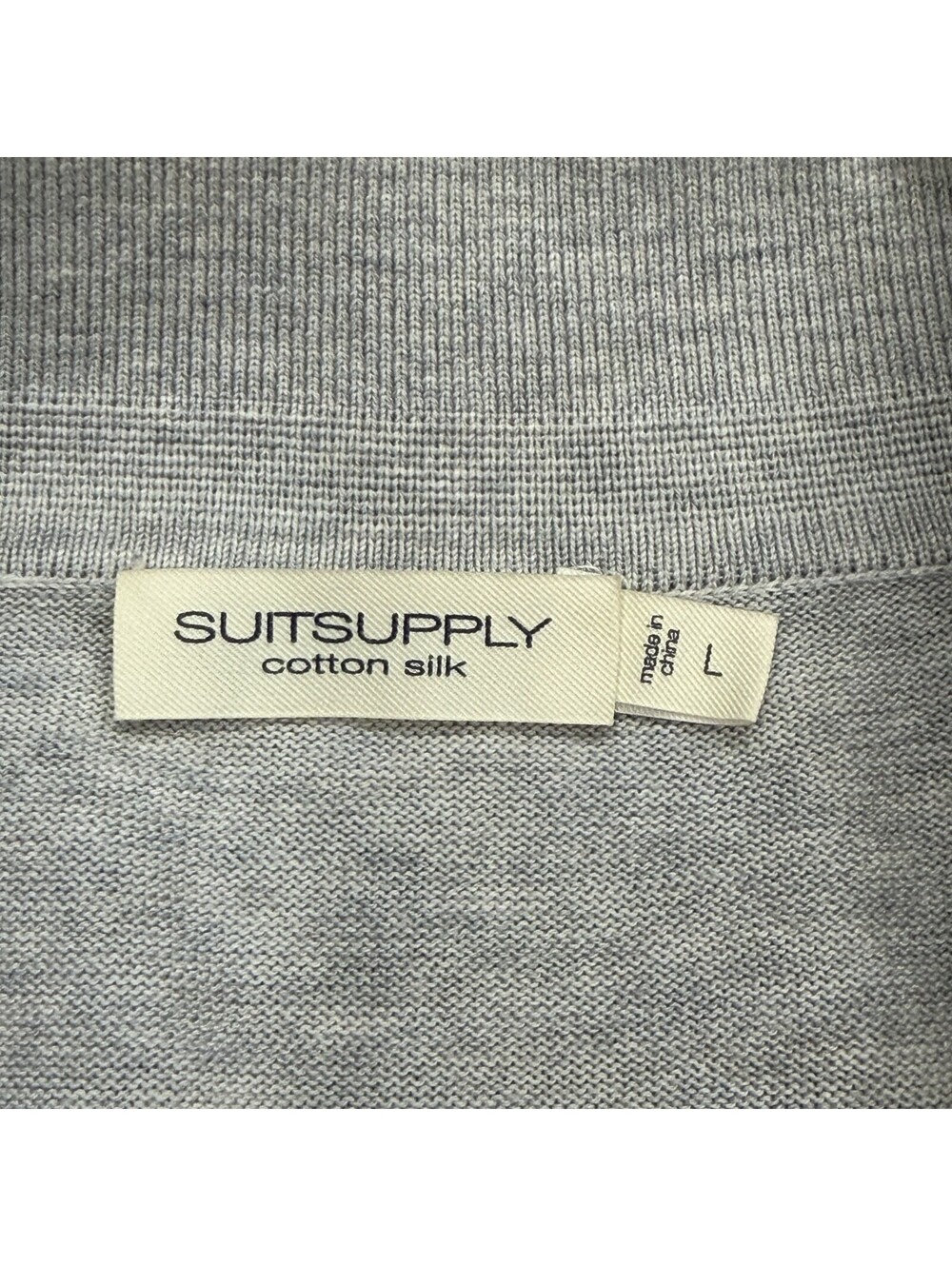 SuitSupply Polo Shirt Mens Large Gray Grey Silk Cotton Short Sleeve Stretch - Picture 4 of 9